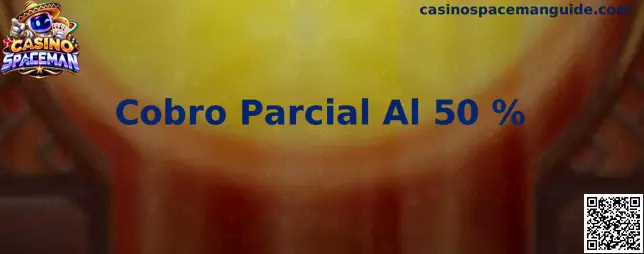 Interfaz ilustrativa de Casino Spaceman y la función Cobro Parcial Al 50 %