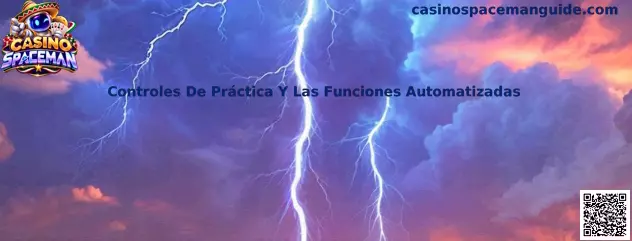 Interfaz relacionada con controles de práctica y funciones automatizadas de Casino Spaceman